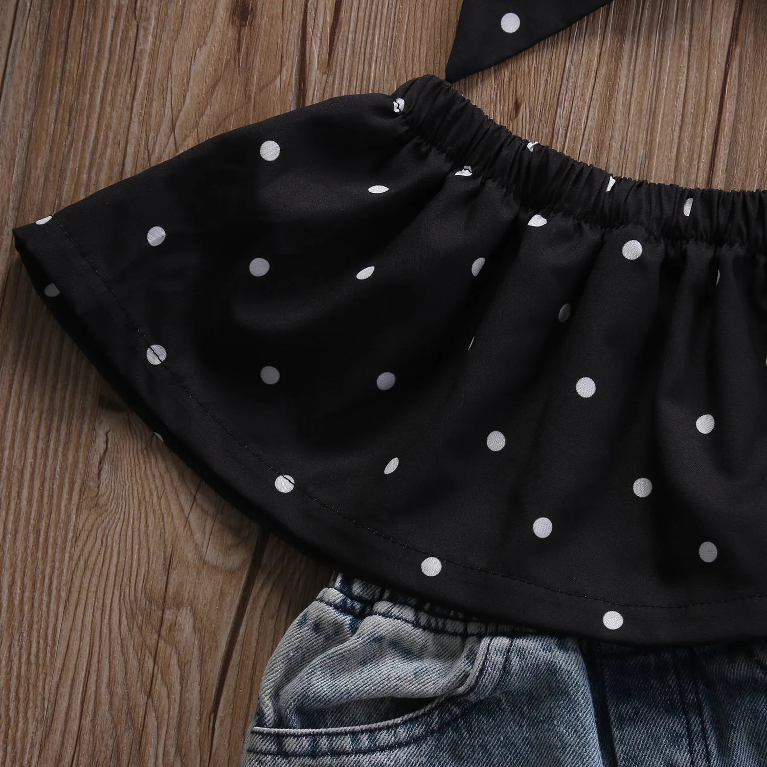 Модные детские комплекты одежды с дырками черная блузка для маленьких девочек