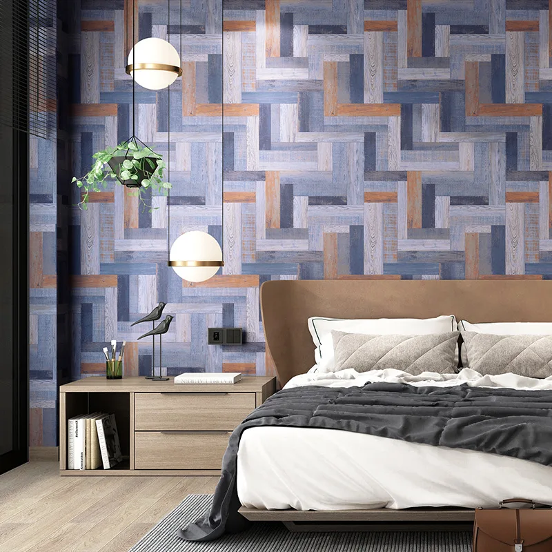 Vintage Blue Stripes Wood Wall paper Bedroom aDecoration Waterproof Wall Paper Roll For Living Room Clothing Store 
Vintage Blue Stripes Wood Wall paper Bedroom aDecoration Waterproof Wall Paper Roll For Living Room Clothing Store