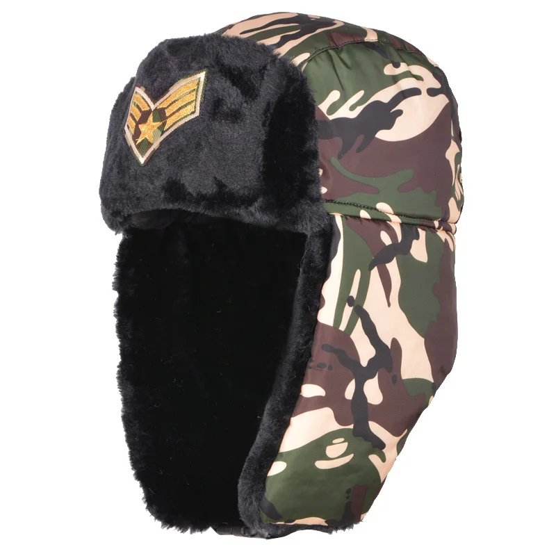 Куртка-бомбер HatsMen зимняя камуфляжная стиль Тепло защита ушей путешествия на