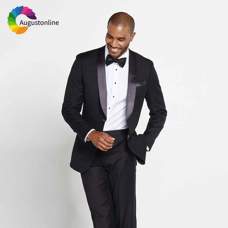 Black Groom Tuxedos Satin Shawl Lapel Men Wedding Suits Custom Made Best Man Blazers Jacket Pants Slim Groomsmen Suit 2 Pieces
Black Groom Tuxedos Satin Shawl Lapel Men Wedding Suits Custom Made Best Man Blazers Jacket Pants Slim Groomsmen Suit 2 Pieces
