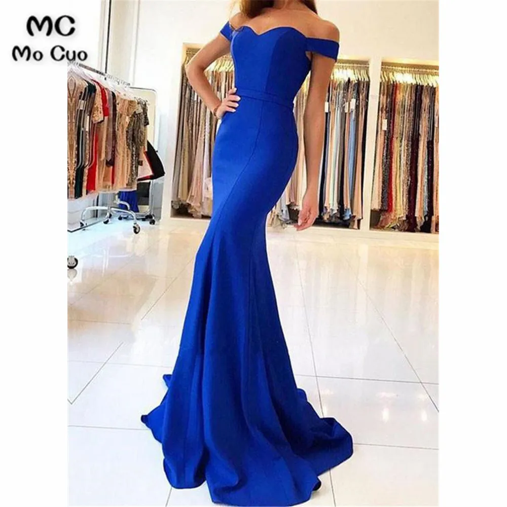 Royer Blue Mermaid Off Shoulder Prom Dresses with Short Sleeves Sweep Train Elastic Satin Evening Gown Prom Dress for women
Royer Blue Mermaid Off Shoulder Prom Dresses with Short Sleeves Sweep Train Elastic Satin Evening Gown Prom Dress for women