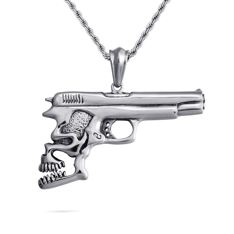 Мода Европа и США Новый Титановый стальной пистолет стиль ожерелье Личность хип