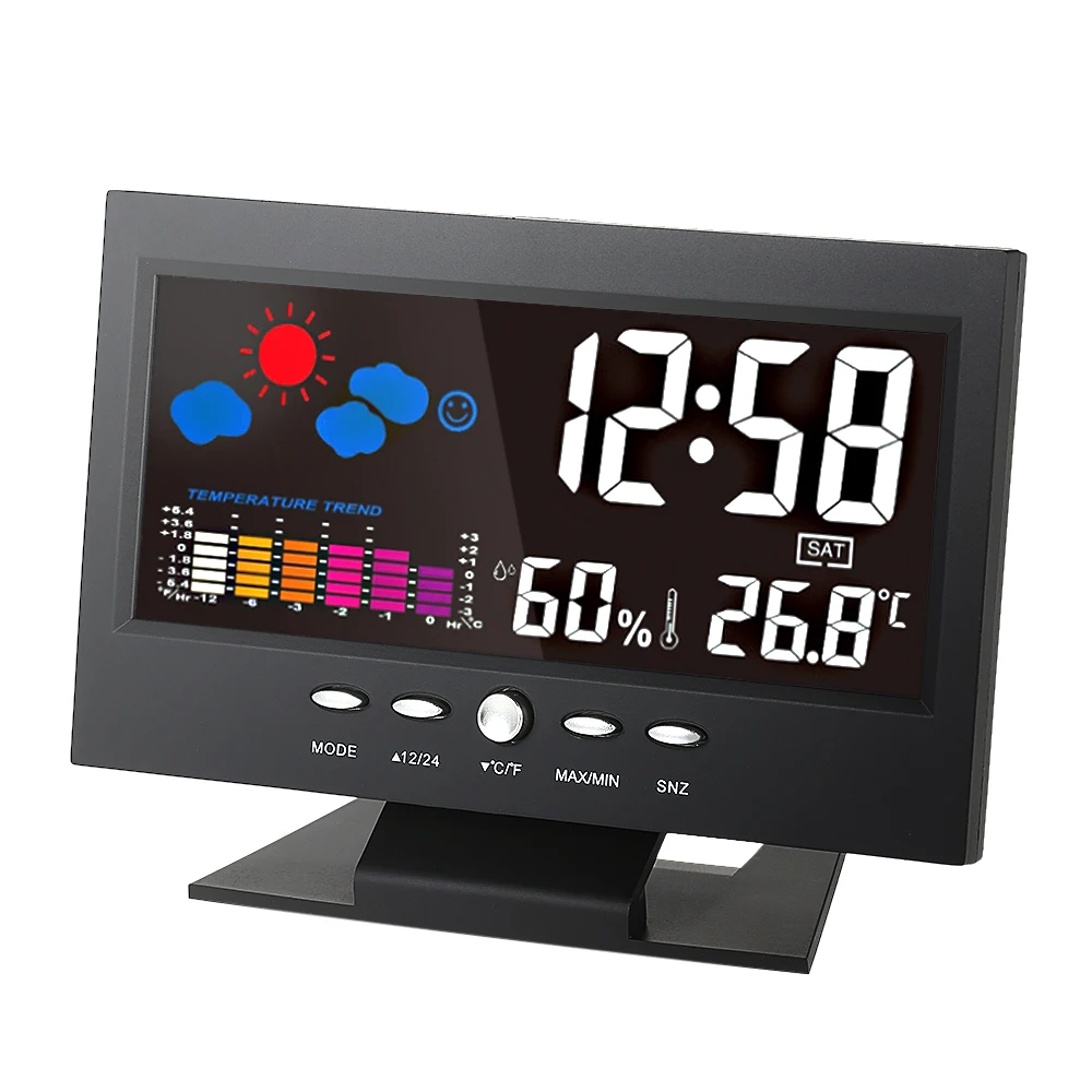 °C/°FMultifunctional Indoor LCD Digital Temperature Humidity Meter Clock Thermometer Hygrometer Calendar Temperature Trend Alarm
°C/°FMultifunctional Indoor LCD Digital Temperature Humidity Meter Clock Thermometer Hygrometer Calendar Temperature Trend Alarm