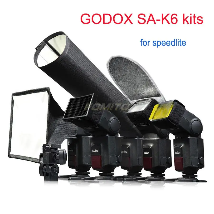 "Москва Доставка"Godox SA-K6 6 в 1 Speedlite аксессуары Kit Softbox фильтр отражатель сотовые сноб флэш-держатель для вспышки Speedlite
"Москва Доставка"Godox SA-K6 6 в 1 Speedlite аксессуары Kit Softbox фильтр отражатель сотовые сноб флэш-держатель для вспышки Speedlite