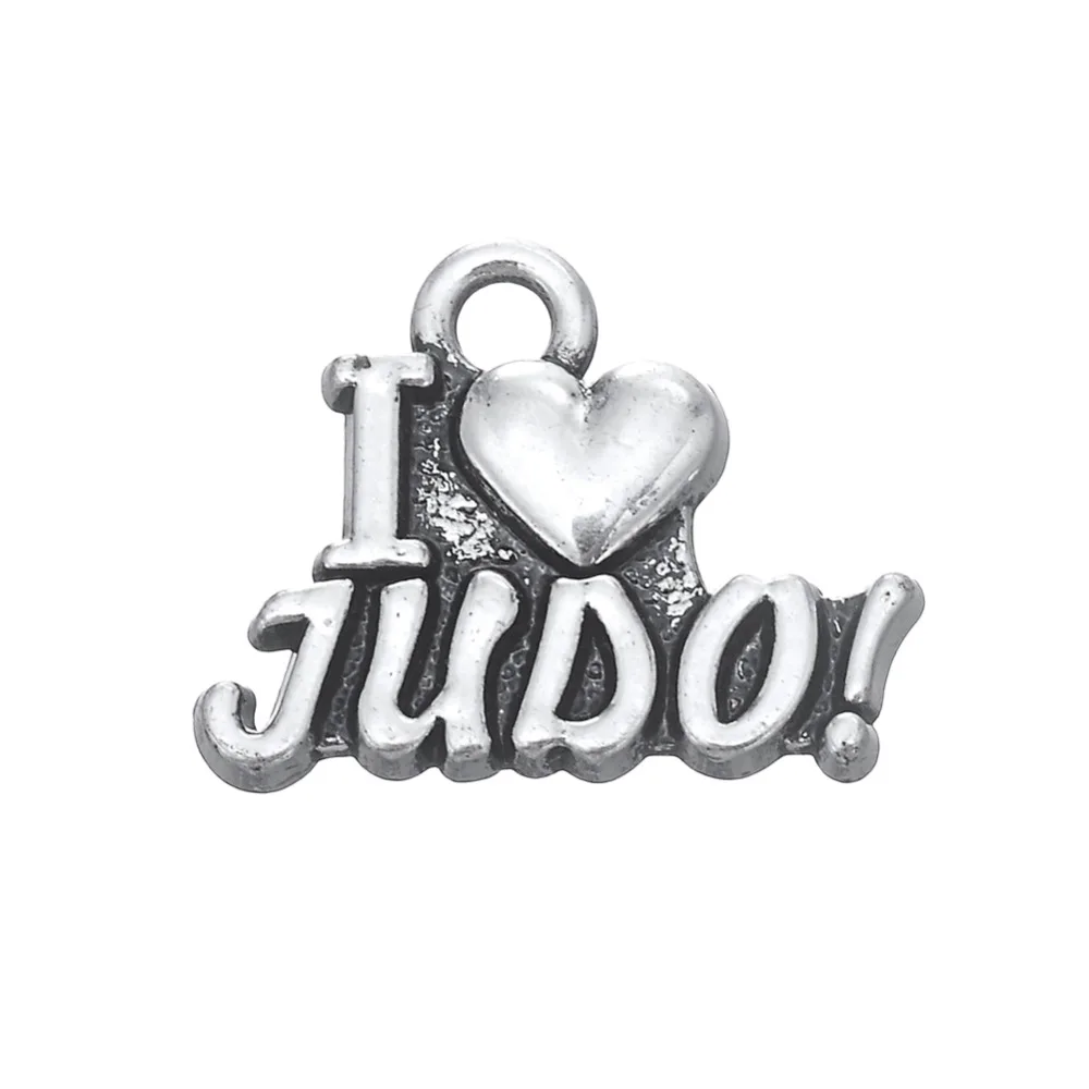 EUEAVAN 30 шт цинкового сплава I Love Judo Word Charms Спортивные Подвески из серии для