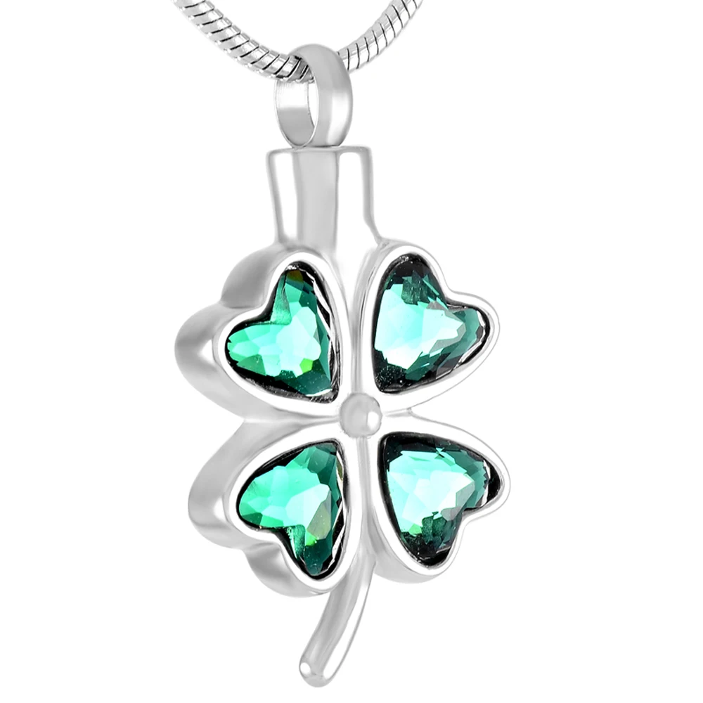 MJD8223 Stainless Steel Four Leaf Clover Urn Pendant Necklace Cremation Memorial Jewelry Ashes Keepsake (cyan and sliver )
MJD8223 Stainless Steel Four Leaf Clover Urn Pendant Necklace Cremation Memorial Jewelry Ashes Keepsake (cyan and sliver )