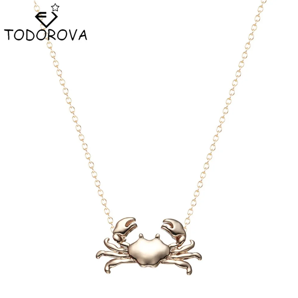 

Ожерелье с подвеской «краб Мэриленда» Todorova, цепочка под воротник с изображением рака, зодиака, милое ожерелья в виде животных океана для женщин, Ювелирное Украшение для девушек