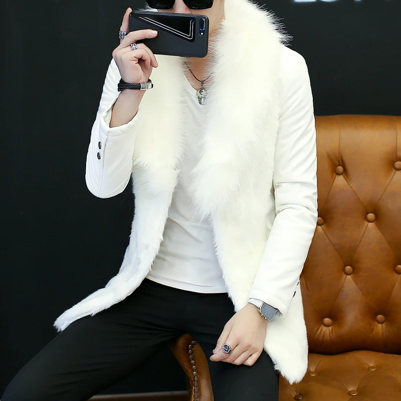Fashion Mens Faux Fur Faux Leather Warm Long Coat Fur Collar Outwear Black White Winter L43
Fashion Mens Faux Fur Faux Leather Warm Long Coat Fur Collar Outwear Black White Winter L43