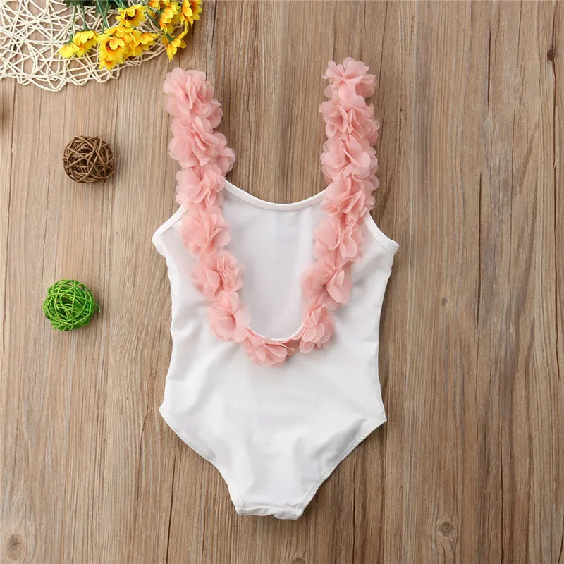 Summer Children Sleeveless Bikini Toddler Baby Girl 3D Floral Backless Swimsuit Kids Girls Swimwear New 2019 Child Bathing Suit | Спорт и