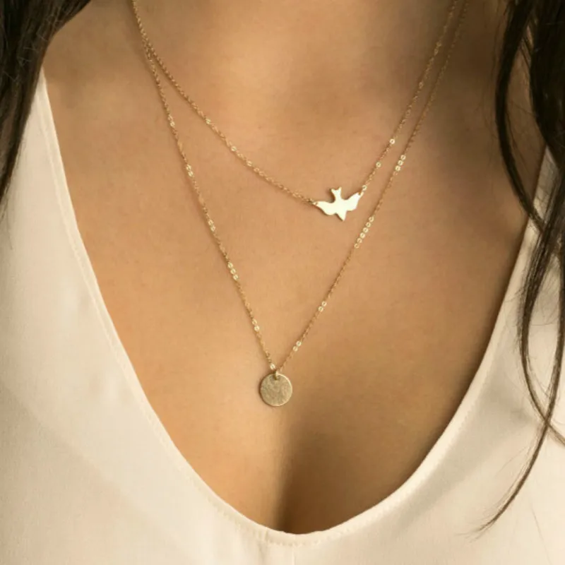 Summer Fashion Gold Chain Statement Necklace Peace Dove Double Layered Chokers Pendant Necklaces Women Collares Jewelry
Summer Fashion Gold Chain Statement Necklace Peace Dove Double Layered Chokers Pendant Necklaces Women Collares Jewelry