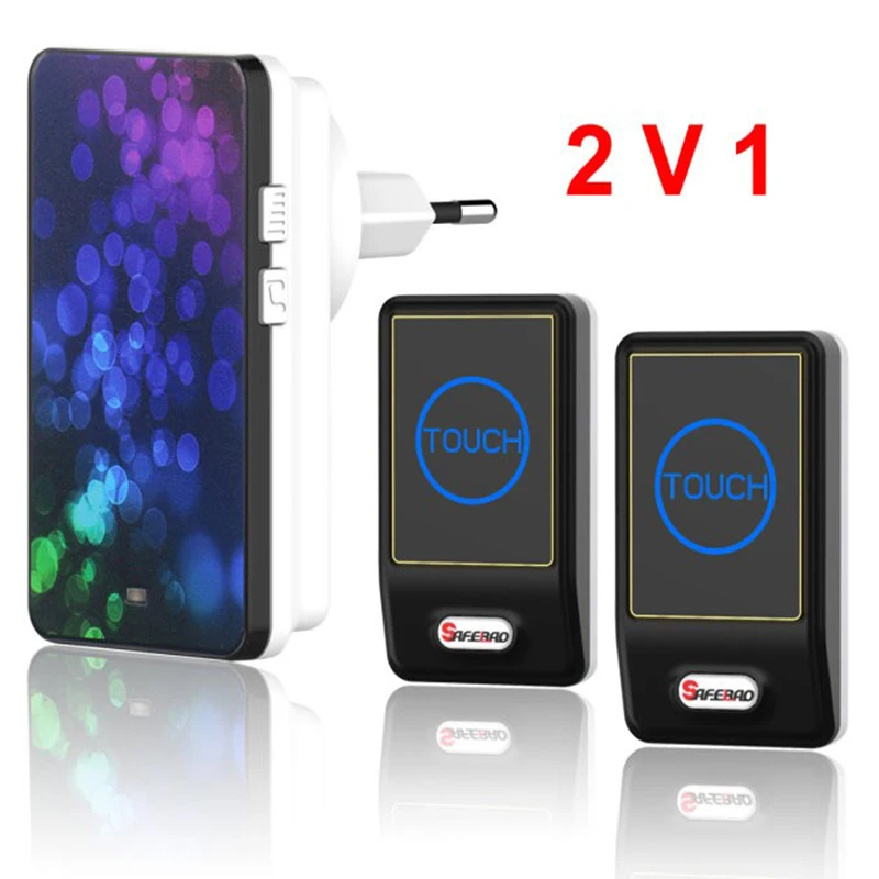 Saful Waterproof top quality Plug-in Wireless Door Bell touch button 2 Ourdoor Transmitter + 1 Indoor Receiver EU/AU/UK/US plug
Saful Waterproof top quality Plug-in Wireless Door Bell touch button 2 Ourdoor Transmitter + 1 Indoor Receiver EU/AU/UK/US plug