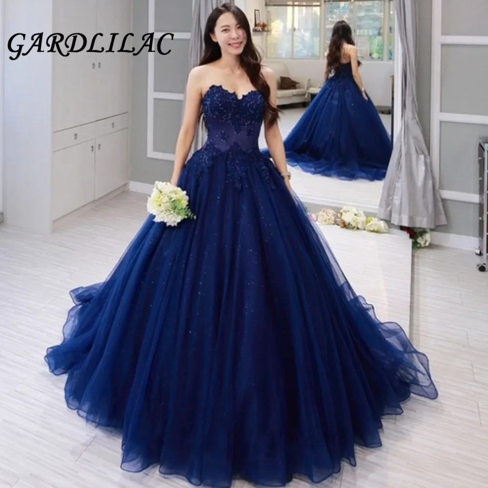 Sweetheart Navy Blue Evening Dress Long Ball Gown prom dress Applique Beading tulle formal party Gowns vestido de festa
Sweetheart Navy Blue Evening Dress Long Ball Gown prom dress Applique Beading tulle formal party Gowns vestido de festa