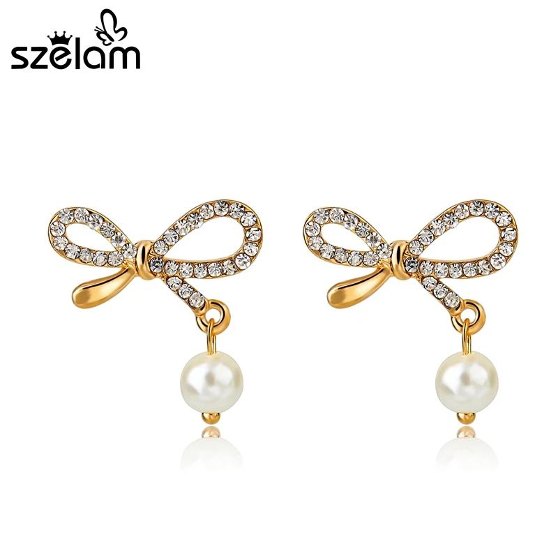 Szelam Wedding Simulated Pearl Stud Earings Women Fashion Bridal Jewelry Vintage Gold Filled Austrian Crystal Earring SER150030
Szelam Wedding Simulated Pearl Stud Earings Women Fashion Bridal Jewelry Vintage Gold Filled Austrian Crystal Earring SER150030