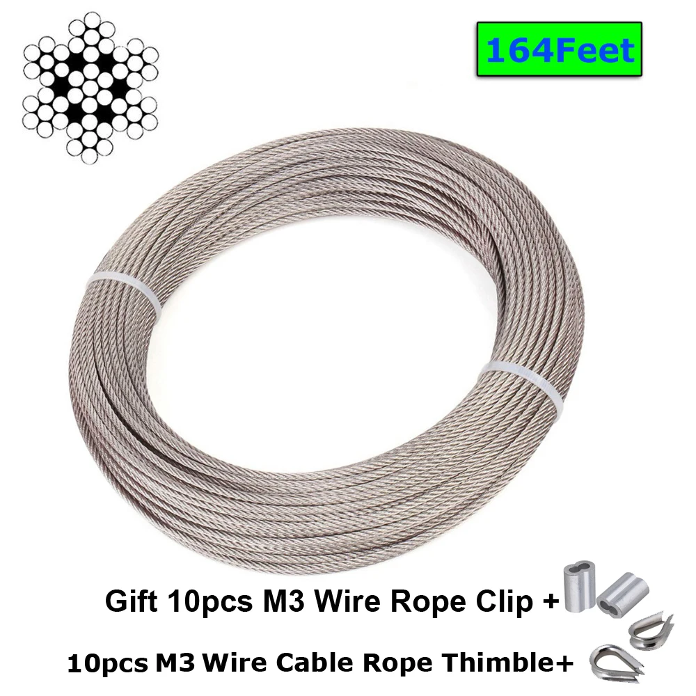1/8 Inch Stainless Steel Aircraft Wire Rope for Deck Cable Railing Kit,7x19 100/164Feet T316 Marine Grade
1/8 Inch Stainless Steel Aircraft Wire Rope for Deck Cable Railing Kit,7x19 100/164Feet T316 Marine Grade