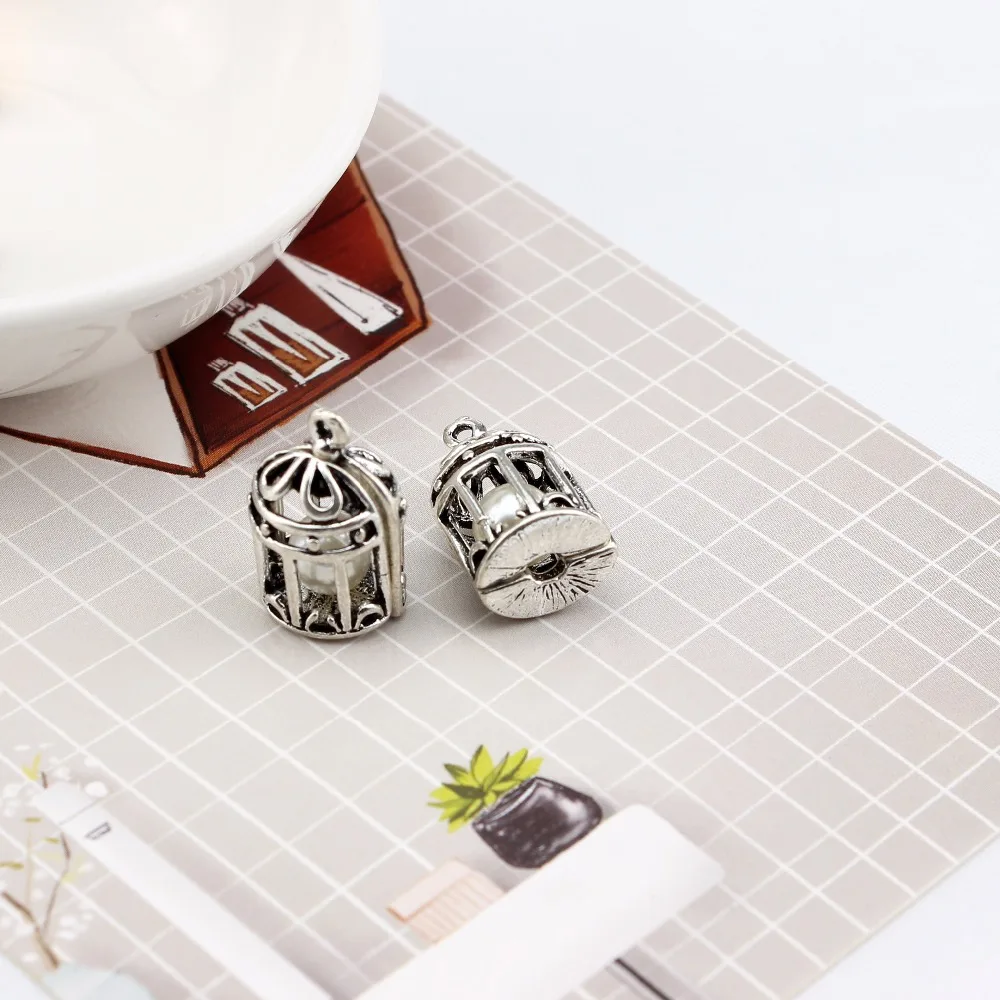 10pcs Bow Accessories Alloy Pearl Necklace Pendant Bird Cage Hollowed Out Retro Birdcage Diy Jewelry Hand Made | Украшения и
