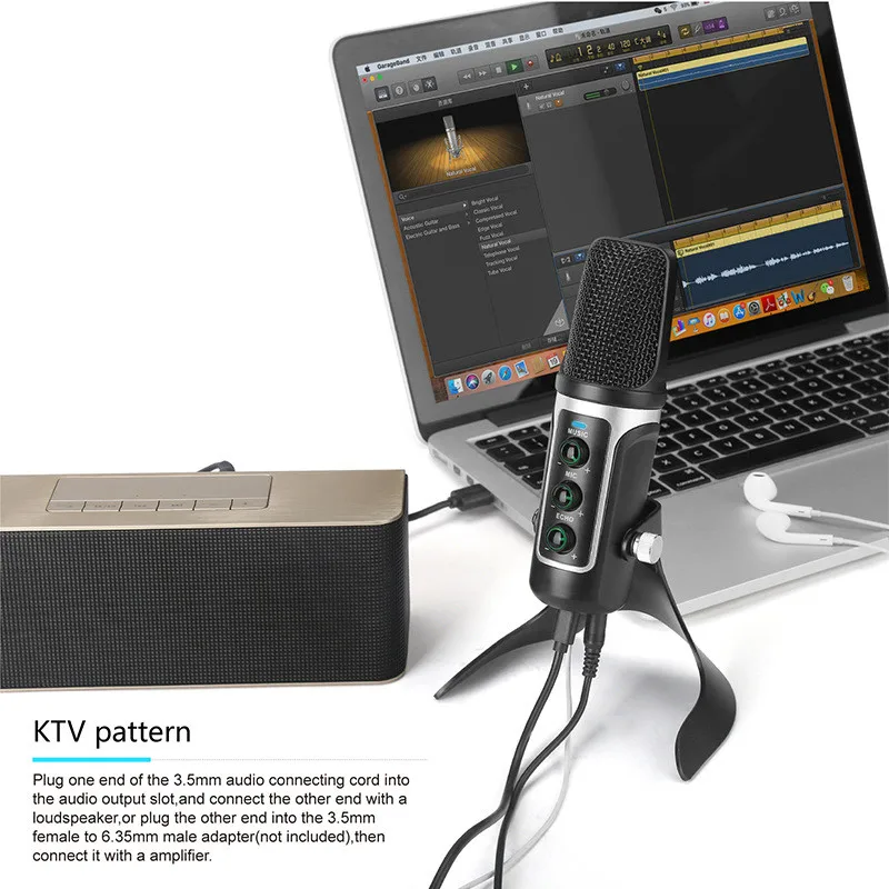 Tycipy Studio вертикальный конденсатор микрофон с в реальном времени Mic 3 5 мм USB