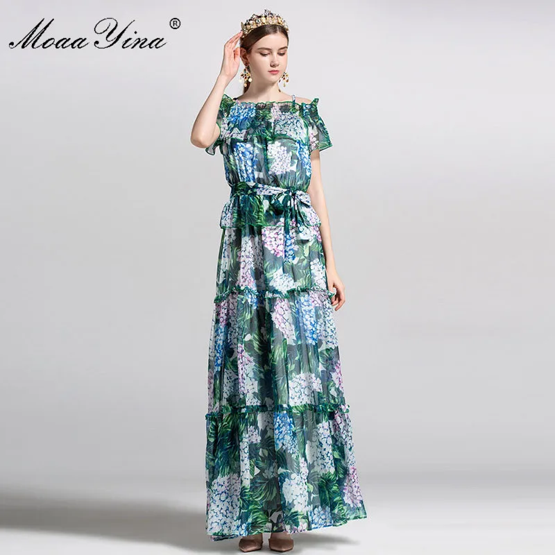 MoaaYina модное дизайнерское платье для подиума летнее женское с коротким рукавом