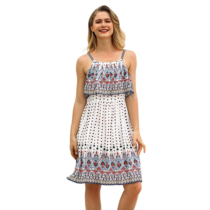 New Fashion Vintage Casual Spaghetti Strap Dress Empire Bohemian Ruffles Dress Woman Beach Vacation Spaghetti Strap cloth Woman
New Fashion Vintage Casual Spaghetti Strap Dress Empire Bohemian Ruffles Dress Woman Beach Vacation Spaghetti Strap cloth Woman