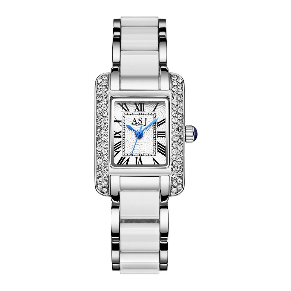 NEW ASJ Luxury Ceramic Women's Watches Silver Crystal Classic Ladies Dress Watch Quartz Wristwatch Roman Style Clock reloj mujer
NEW ASJ Luxury Ceramic Women's Watches Silver Crystal Classic Ladies Dress Watch Quartz Wristwatch Roman Style Clock reloj mujer