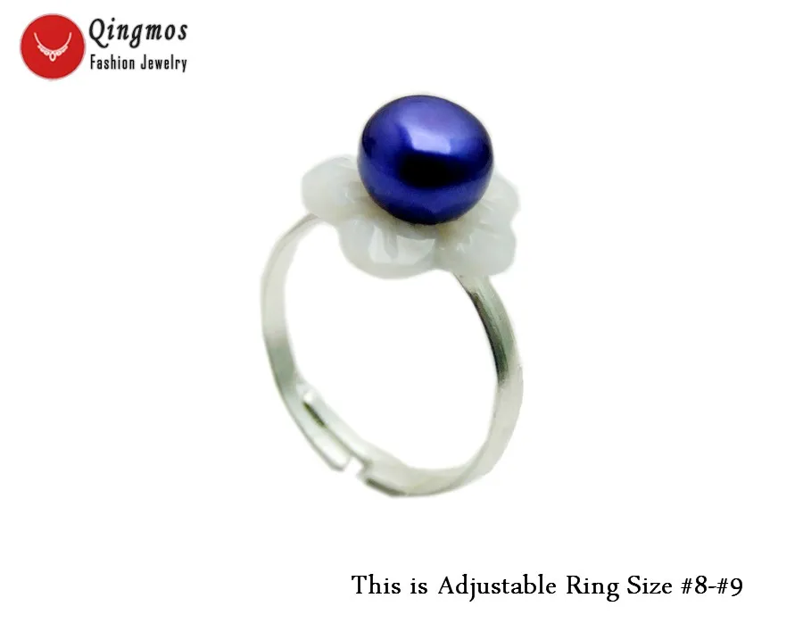 Qingmos Natural Blue Pearl Ring for Women With White Shell Flower & 7-8mm Flat Pearl Opening Adjustable #8-#9 Ring Jewelry rin37
Qingmos Natural Blue Pearl Ring for Women With White Shell Flower & 7-8mm Flat Pearl Opening Adjustable #8-#9 Ring Jewelry rin37