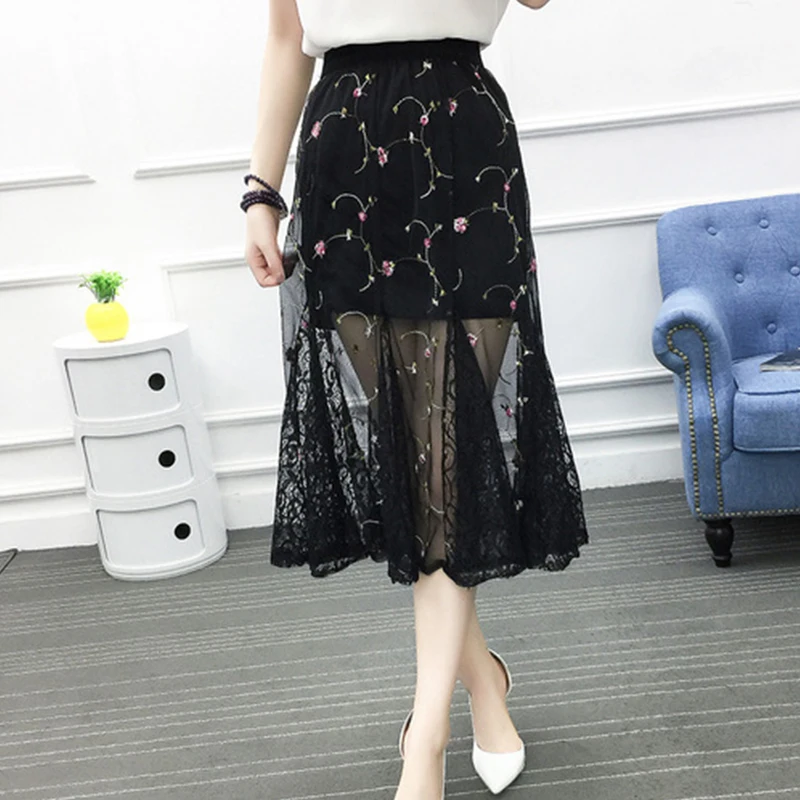 Women Floral Embroidery Mesh Rock 2019 New Spring Summer Ladies High Waist Thin Tip Patchwork Casual A -line Rock
Women Floral Embroidery Mesh Rock 2019 New Spring Summer Ladies High Waist Thin Tip Patchwork Casual A -line Rock