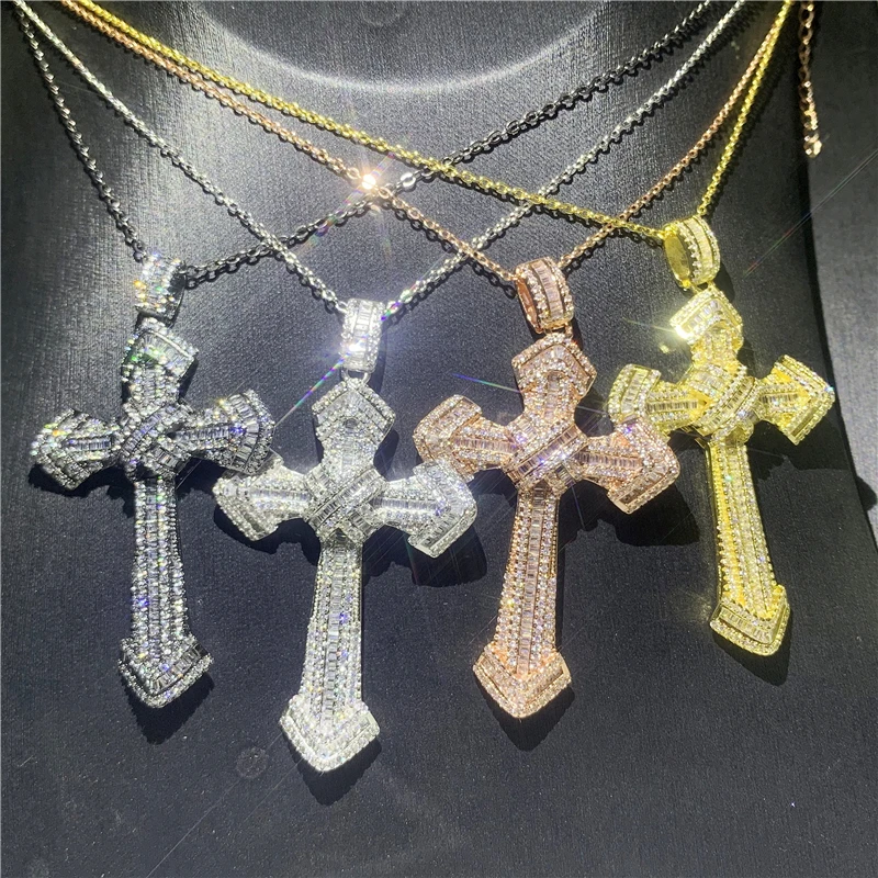 HIPHOP Big Cross Pendant AAAAA zircon cz 925 sterling silver Party Wedding Pendants with necalace for women Men Jewelry Gift
HIPHOP Big Cross Pendant AAAAA zircon cz 925 sterling silver Party Wedding Pendants with necalace for women Men Jewelry Gift