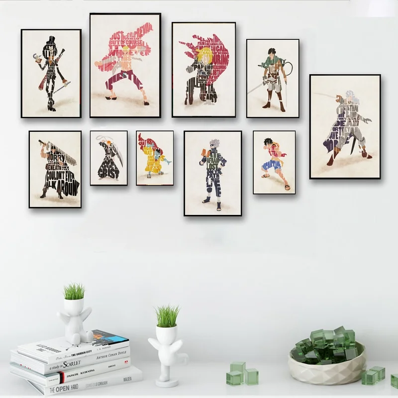Typographic Japanese Anime Characters Canvas Art Prints Black White Painting Wall Picture for Children Living Room Decor
Typographic Japanese Anime Characters Canvas Art Prints Black White Painting Wall Picture for Children Living Room Decor