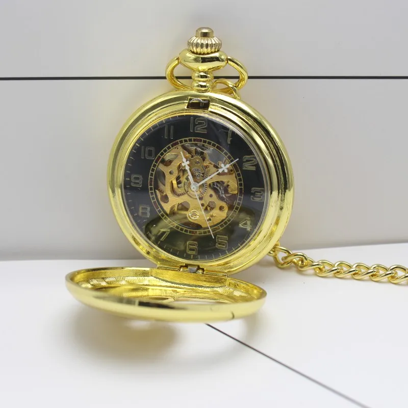 luxury golden luminous Black-faced automatic Mechanical pocket watch men and woman steampunk clock watches Gift
luxury golden luminous Black-faced automatic Mechanical pocket watch men and woman steampunk clock watches Gift