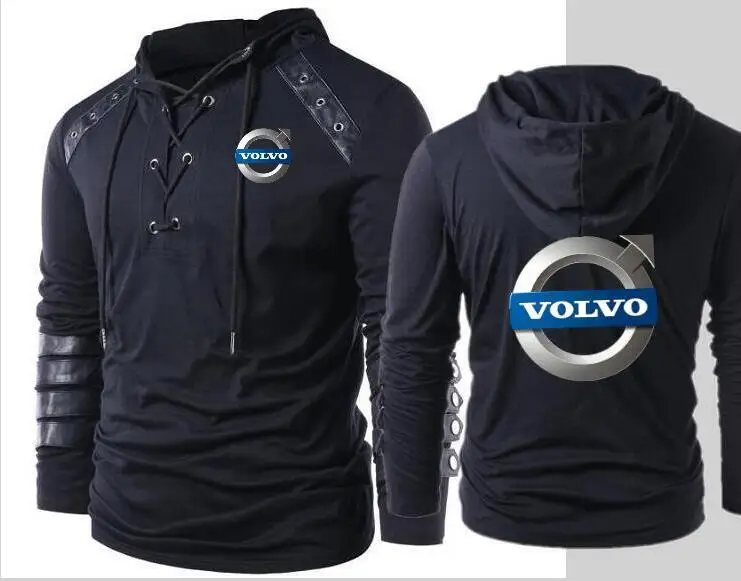 Новая повседневная модная толстовка с капюшоном volvo мужская Трикотажная кожаная