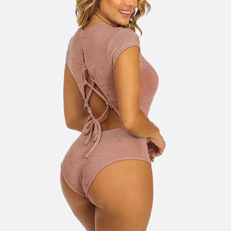 2017 women ladies summer fashion short sleeve bandage bodysuits sexy solid slim backless lace up hollow out bodysuits overalls
2017 women ladies summer fashion short sleeve bandage bodysuits sexy solid slim backless lace up hollow out bodysuits overalls