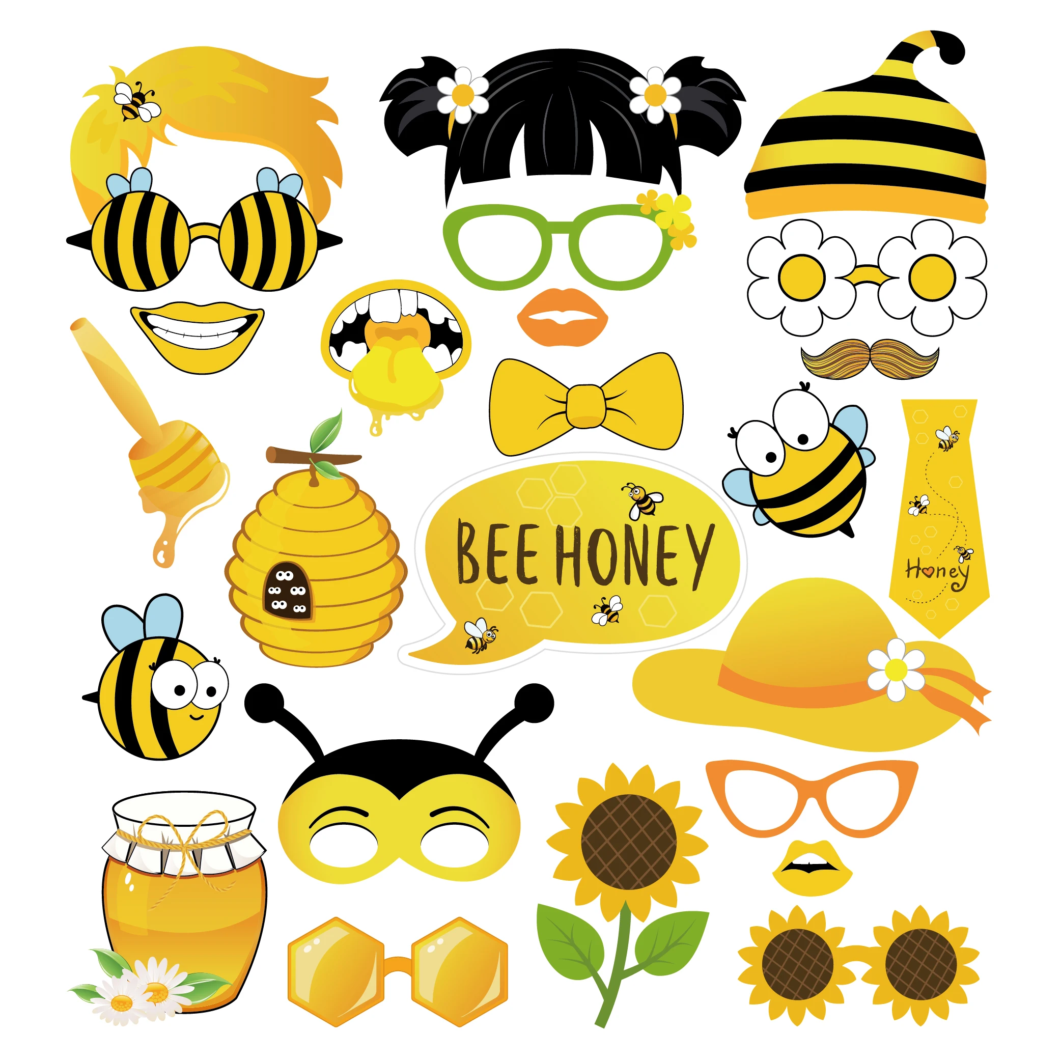 25pcs Yellow Bee Party Decorations DIY Cartoon Bee Honey Photobooth Props Baby Shower Party Favors Supplies
25pcs Yellow Bee Party Decorations DIY Cartoon Bee Honey Photobooth Props Baby Shower Party Favors Supplies