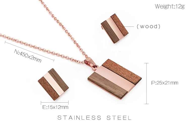 Wood Strip Pendant Necklace And Earring Set For Women Ladies Rose Gold Luxury Jewelry Sets
Wood Strip Pendant Necklace And Earring Set For Women Ladies Rose Gold Luxury Jewelry Sets