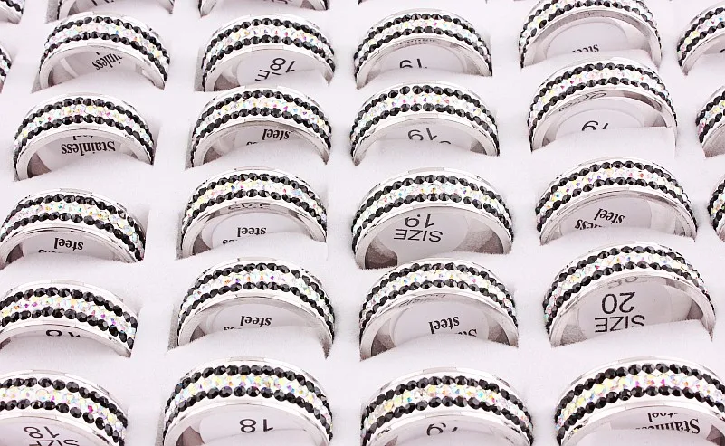 Wholesale Bulk 30Pcs Silver&Black 3Row CZ Inlay Stainless Steel Ring Band Wedding Engagement Xmas Gift Fashion Jewelry 17-21MM
Wholesale Bulk 30Pcs Silver&Black 3Row CZ Inlay Stainless Steel Ring Band Wedding Engagement Xmas Gift Fashion Jewelry 17-21MM