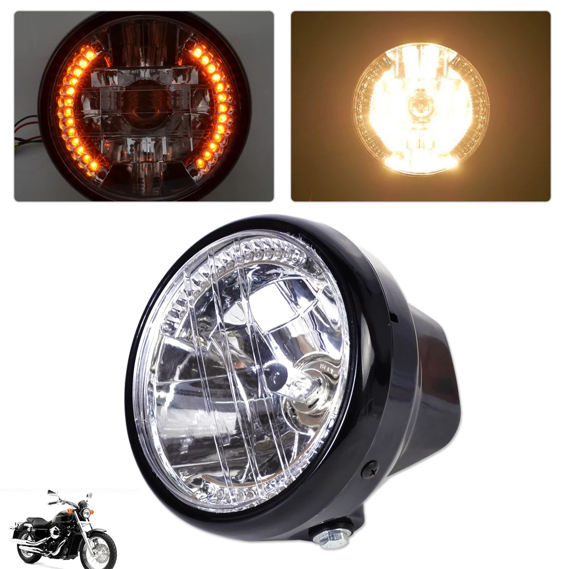 DWCX 7" Clear Motorcycle LED Headlight Halogen Turn Signal Indicators Blinker for Harley Yamaha Honda Suzuki Bandit Kawasaki
DWCX 7" Clear Motorcycle LED Headlight Halogen Turn Signal Indicators Blinker for Harley Yamaha Honda Suzuki Bandit Kawasaki