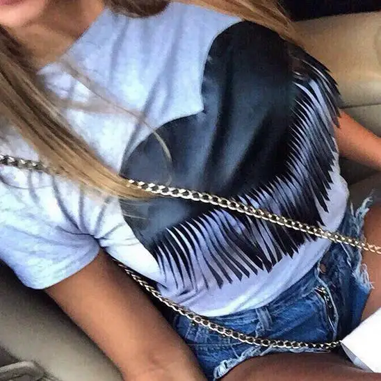 Summer Womens T ShirtsTassel Heart Stylish T-Shirt Tops Casual Tee Shirt Femme Camisetas Mujer black gray
Summer Womens T ShirtsTassel Heart Stylish T-Shirt Tops Casual Tee Shirt Femme Camisetas Mujer black gray