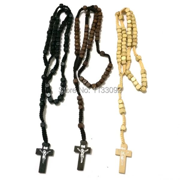 wholesale 100pcs/lot 3 colors Catholic Christ Rosary - Black Square Wood Beads- Cross Crucifix Necklace Prayer
wholesale 100pcs/lot 3 colors Catholic Christ Rosary - Black Square Wood Beads- Cross Crucifix Necklace Prayer