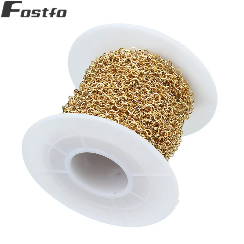 10yards/roll 3mmO type chain bracelet necklace golden stainless steel cable chain, used for bulk DIY jewelry making materials
10yards/roll 3mmO type chain bracelet necklace golden stainless steel cable chain, used for bulk DIY jewelry making materials