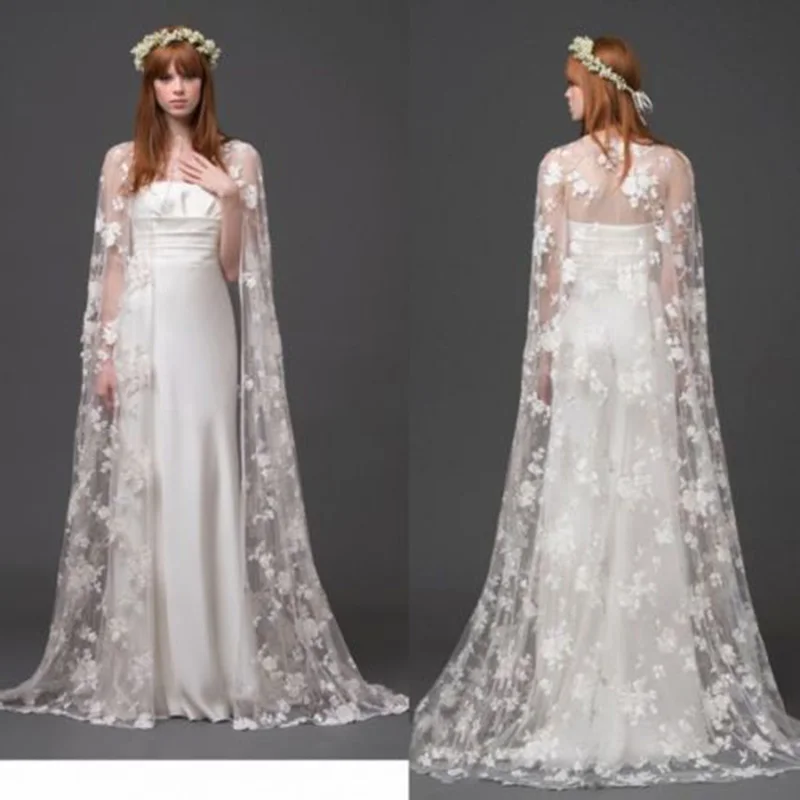 New Elegant White Ivory Long Floor Length Cloak Bridal Jackets Cape Custom Top Lace Appliques Sleeveless Wedding Jacket
New Elegant White Ivory Long Floor Length Cloak Bridal Jackets Cape Custom Top Lace Appliques Sleeveless Wedding Jacket