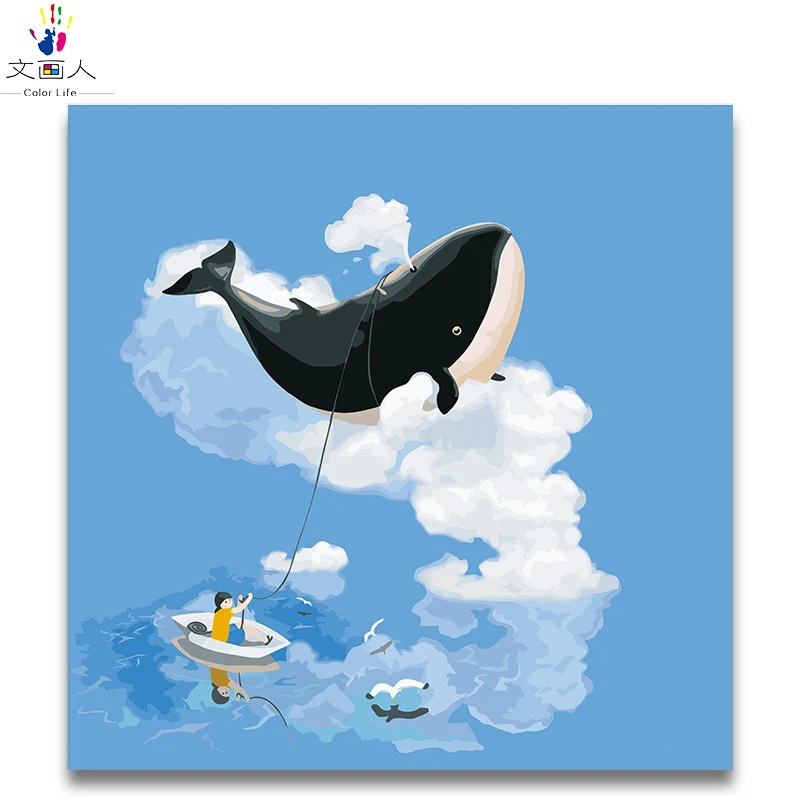 Фото Набор для рисования по номерам с большим китом и девочкой - купить выгодной цене |