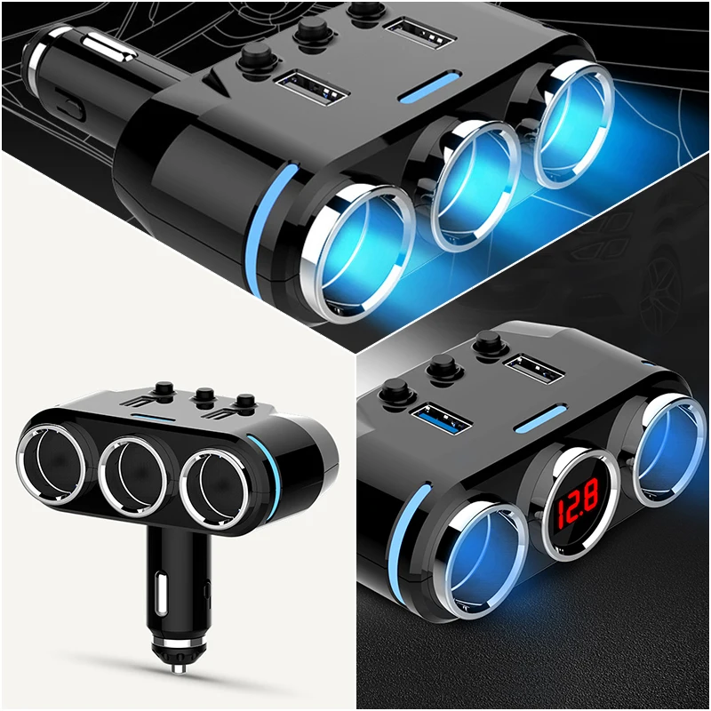 New 12V Car Cigarette Lighter Socket Splitter Plug LED USB Charger Adapter 3.1A 100W Detection For Phone MP3 DVR Accessories
New 12V Car Cigarette Lighter Socket Splitter Plug LED USB Charger Adapter 3.1A 100W Detection For Phone MP3 DVR Accessories