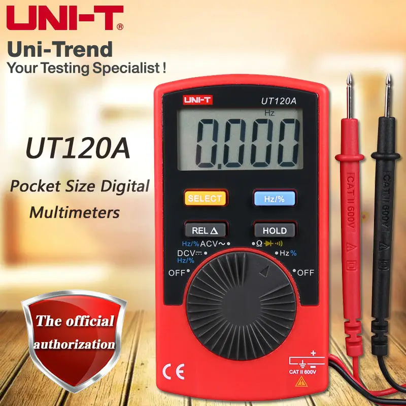 UNI-T UT120A pocket size digital multimeter/resistance, frequency,diode test/on-off beep/relative measurement/automatic shutdown
UNI-T UT120A pocket size digital multimeter/resistance, frequency,diode test/on-off beep/relative measurement/automatic shutdown