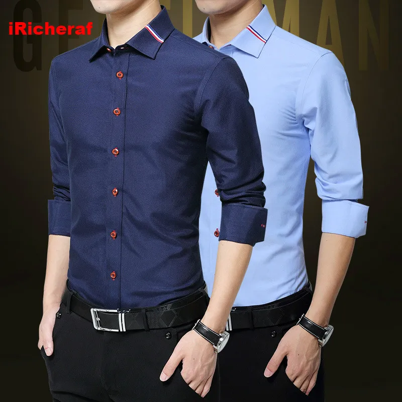iRicheraf Men Shirt Long Sleeve Solid Mens Shirts Casual Slim Fit Turn-down Collar Single Breasted Non-ironing White Black Red
iRicheraf Men Shirt Long Sleeve Solid Mens Shirts Casual Slim Fit Turn-down Collar Single Breasted Non-ironing White Black Red