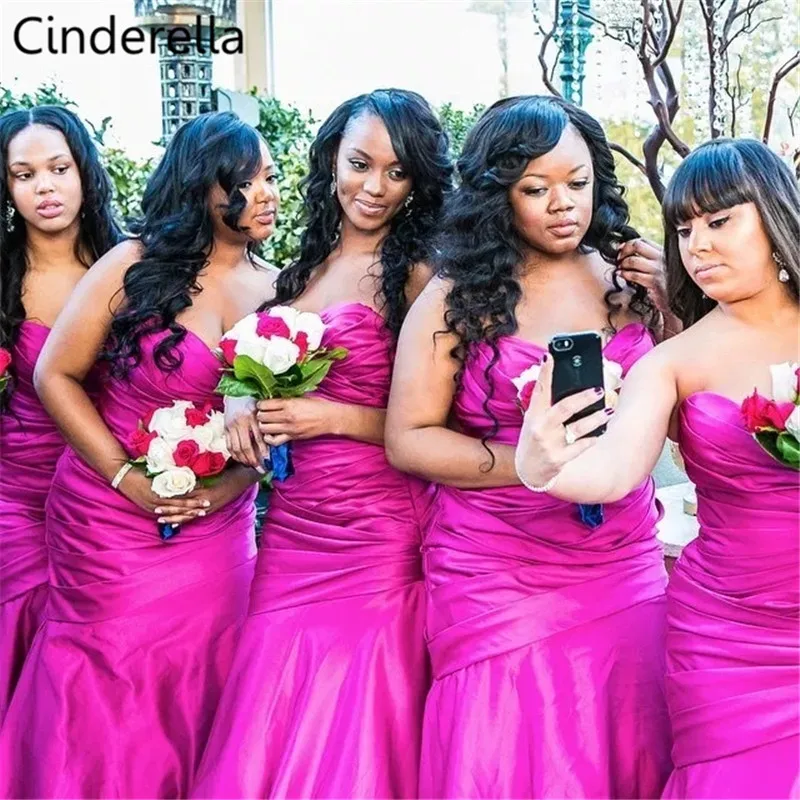 Cinderella Fuchsia African Sweetheart Satin Pleated Mermaid Bridesmaid Dresses Sexy Zipper Back Wedding Bridesmaid Dresses
Cinderella Fuchsia African Sweetheart Satin Pleated Mermaid Bridesmaid Dresses Sexy Zipper Back Wedding Bridesmaid Dresses
