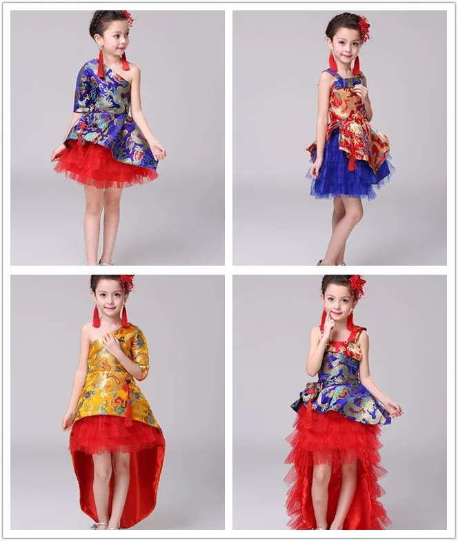 Детское платье для фламенко принцессы девочек китайское традиционное со шлейфом