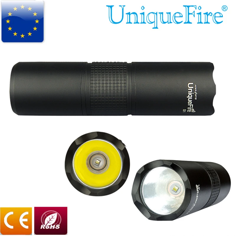 

Uniquefire UF-S1 Q5 3 Watt Black Led Flashlight Coated Glass Lens Torch For 1*16340 Battery Tail Keystroke Switch Lamp