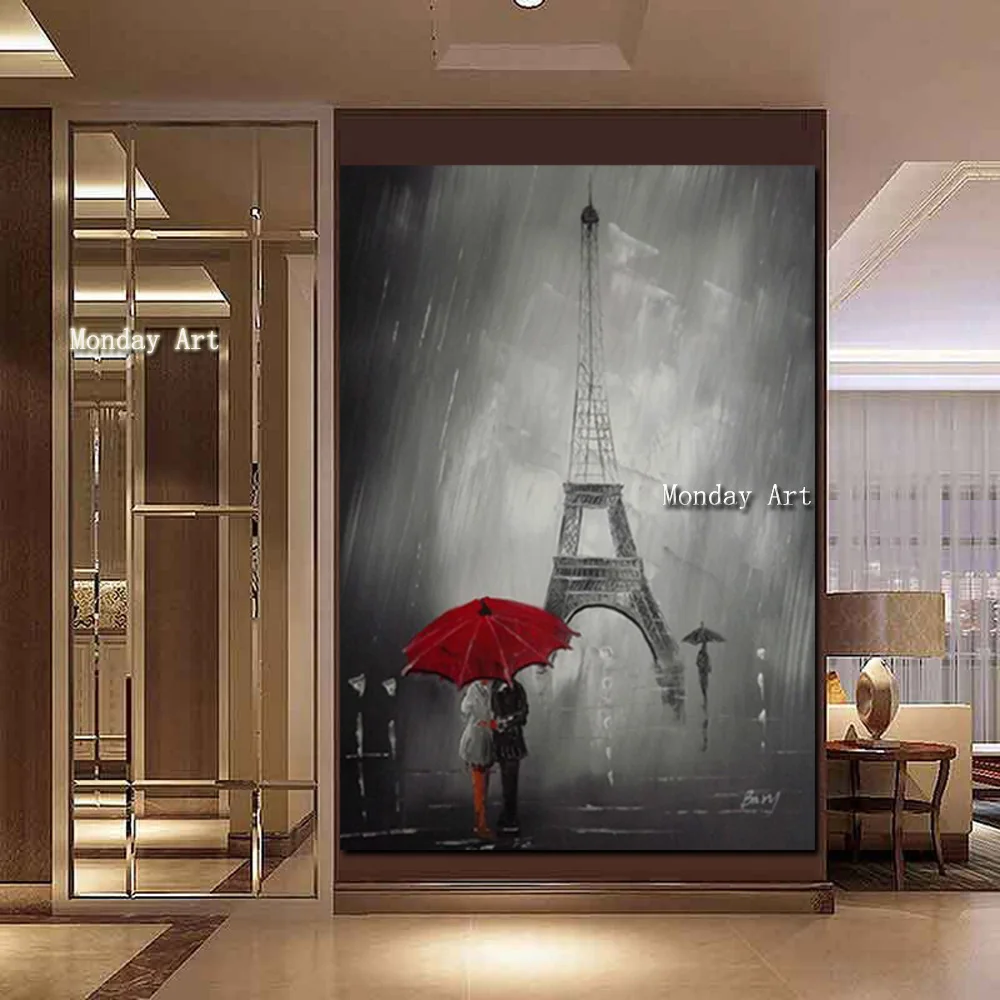 High quality aritist pure Handpainted Red Umbrella Romantic Paris City Tower Oil Painting wall painting on Canvas Wall Pictures
High quality aritist pure Handpainted Red Umbrella Romantic Paris City Tower Oil Painting wall painting on Canvas Wall Pictures