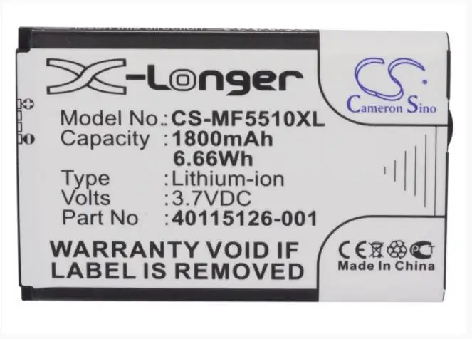Cameron Sino 1800mAh battery for NOVATEL WIRELESS Mifi 500 LTE 5510 5510L 5580 M100 MiFi5510 MiFi5510L MiFi5580 40115126-001
Cameron Sino 1800mAh battery for NOVATEL WIRELESS Mifi 500 LTE 5510 5510L 5580 M100 MiFi5510 MiFi5510L MiFi5580 40115126-001