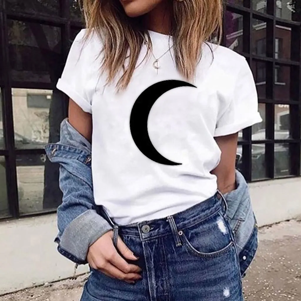 Фото Женская футболка с круглым вырезом Повседневная Винтажная - купить