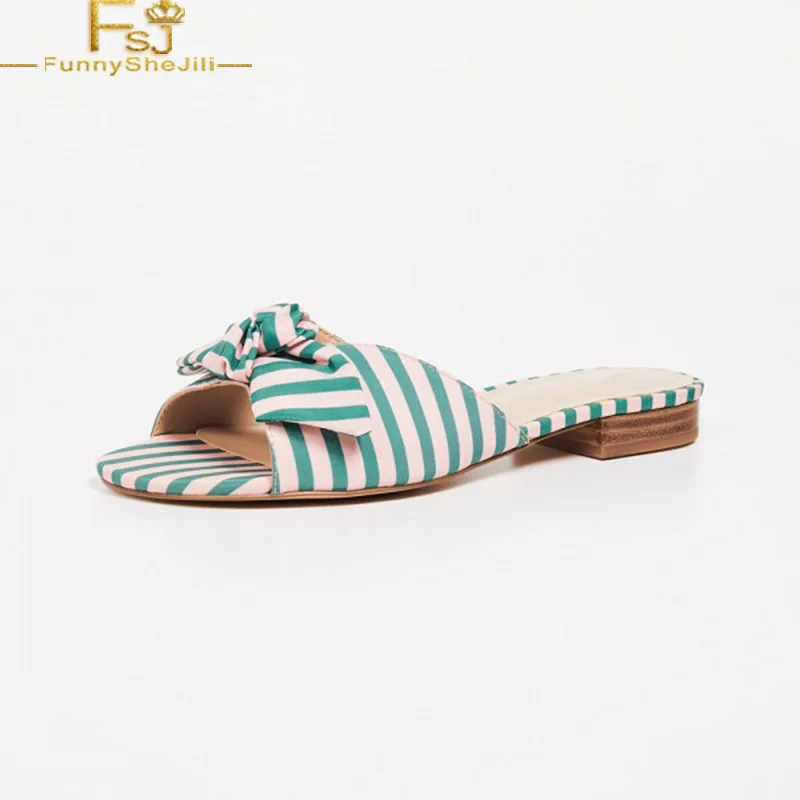 Green Stripe Peep Toe With Bow Flats Women's Slide Sandals Going out Hanging out Honeymoon Summer Shoes Plus Size 14 15 16 FSJ
Green Stripe Peep Toe With Bow Flats Women's Slide Sandals Going out Hanging out Honeymoon Summer Shoes Plus Size 14 15 16 FSJ