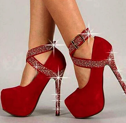 Sexy fashion red (black) diamond suede high-heeled shoes decorated buckle 16 cm, four women's high heels. Size: 35-43
Sexy fashion red (black) diamond suede high-heeled shoes decorated buckle 16 cm, four women's high heels. Size: 35-43